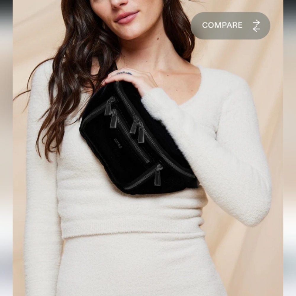 NWT Caraa X Free People Black Velvet Fabrication Sling Belt Bag Fanny Pack Small - Picture 7 of 7